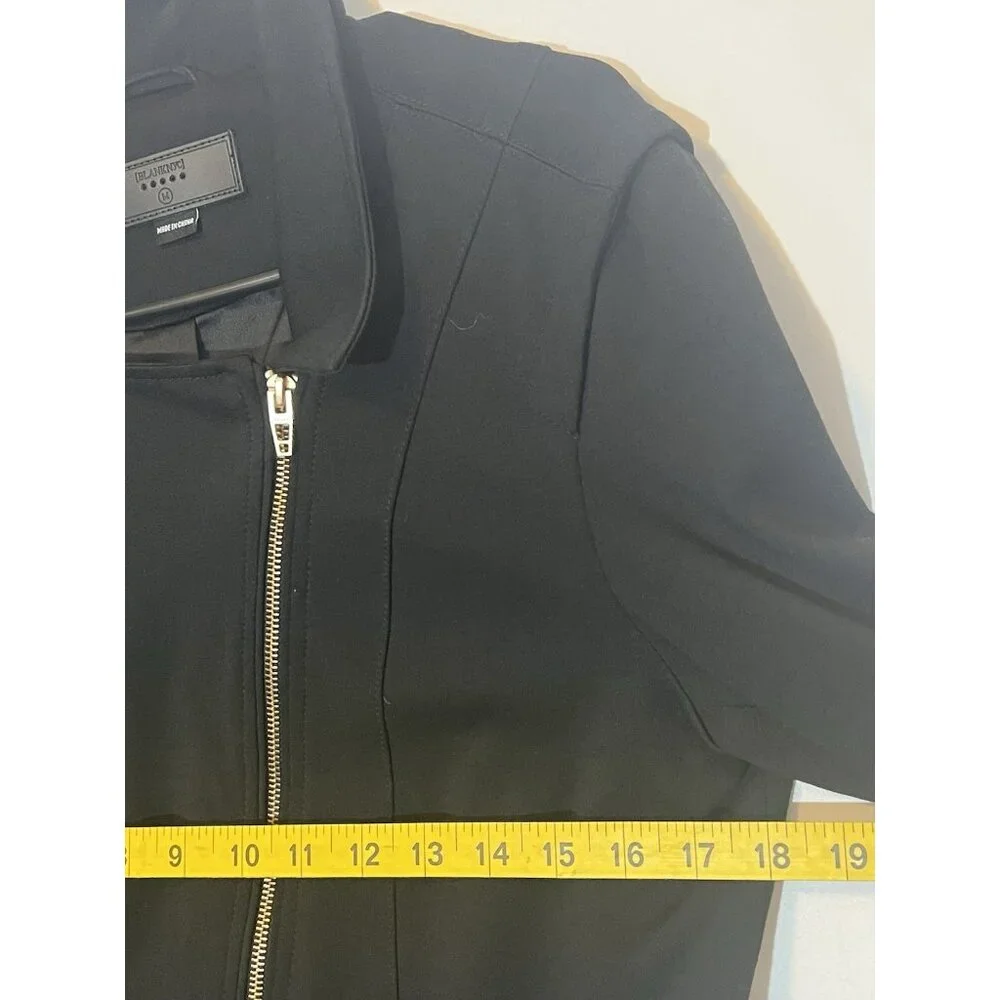 BLANKNYC Women Jacket Denim Psychopath Ponte Moto Size Medium Black Gold Stretch - Picture 6 of 12